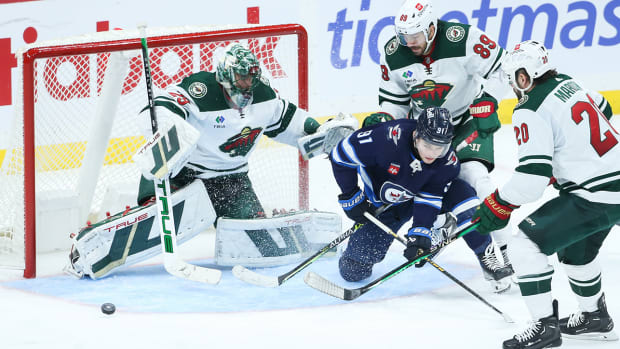 Winnipeg Jets forward Cole Perfetti against the Minnesota Wild.